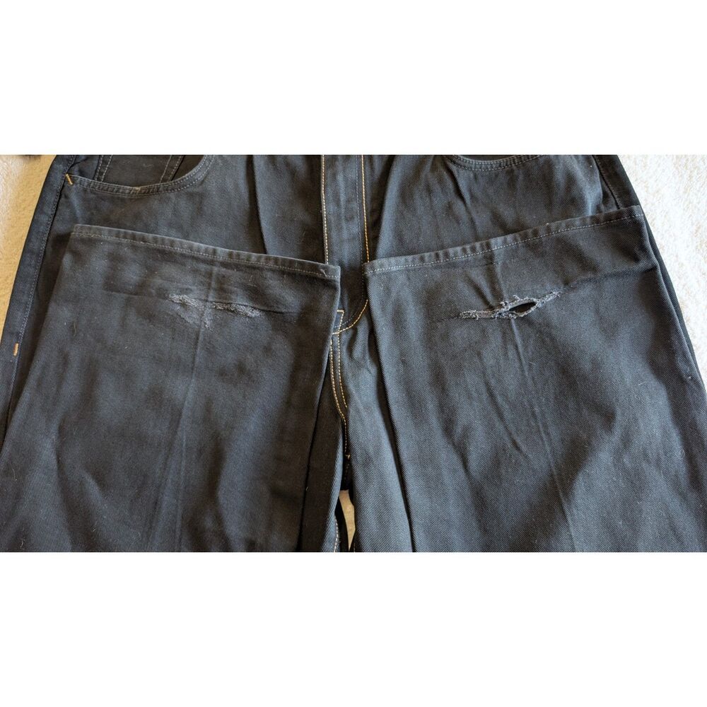 Vintage Ecko Unltd Black Denim Baggy Fit Jeans Mens Size 38 Embroidered Pockets - Picture 9 of 10